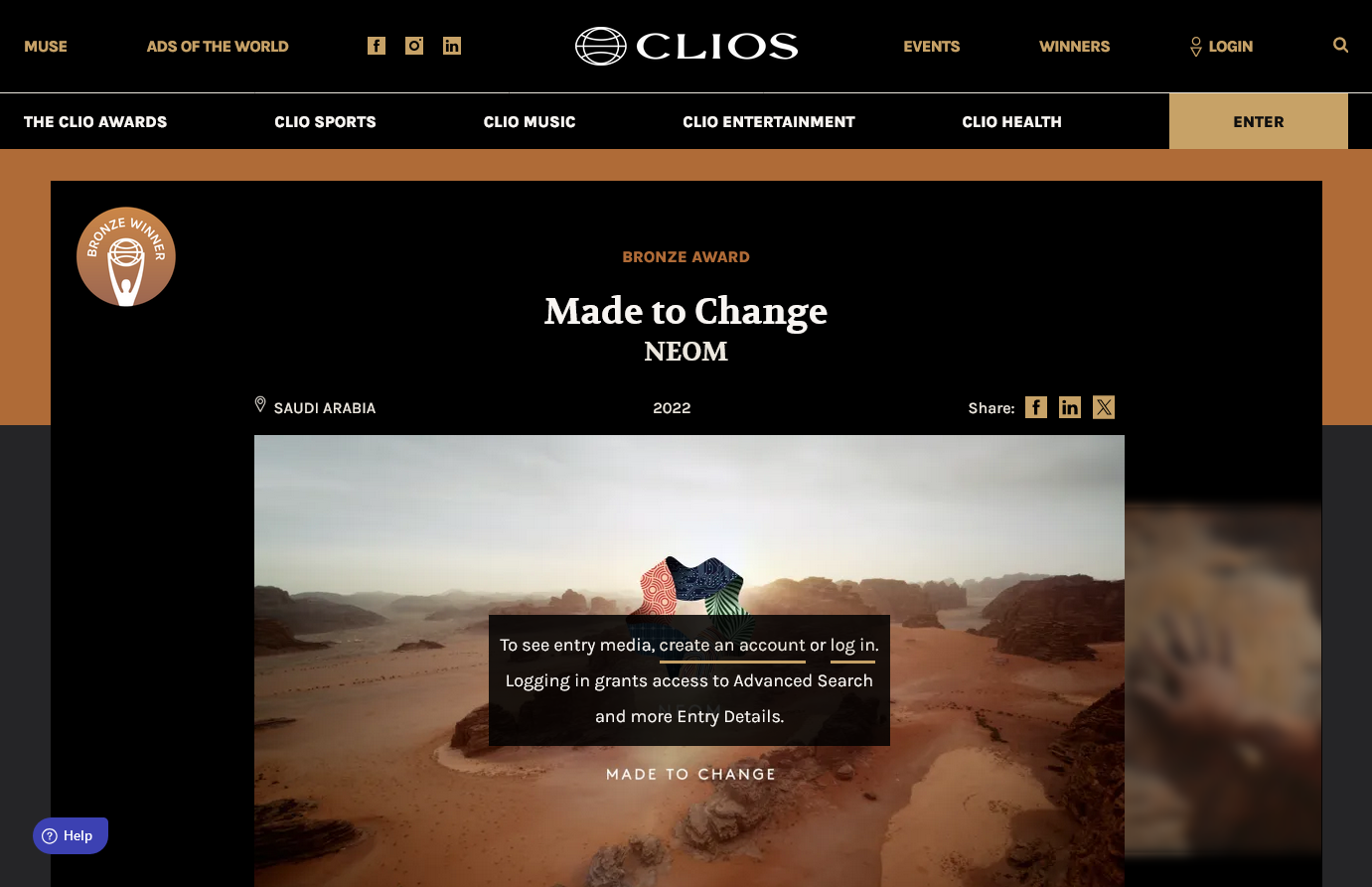 Made to Change, NEOM's awarded ad campaign, take a look at Clio's article on the ad where Jorge Vujosevich created several different sets in Mexico.