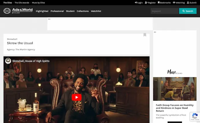 Ads of the World on Skrewball's advertising campaign where Vujo provided Set design services.