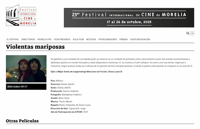 Violentas Mariposas is the first feature film for Art director based in Mexico, Jorge Vujosevich.